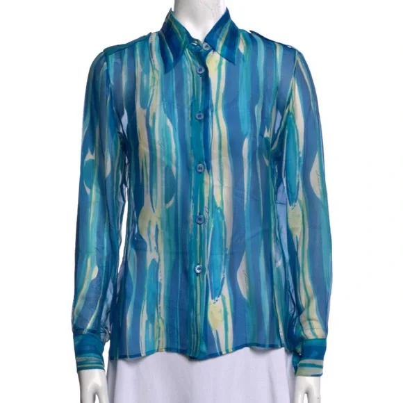 Gucci | Tops | Gucci Vintage Tom Ford 996 Silk Blue Top | Poshmark